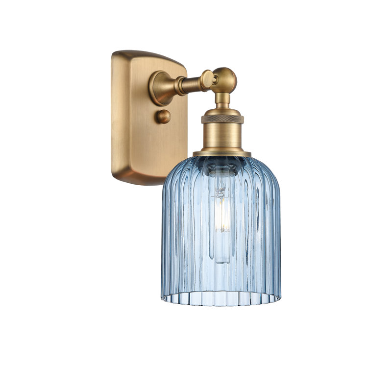 Northgate Steel Armed Sconce, Brushed Brass, Princess Blue