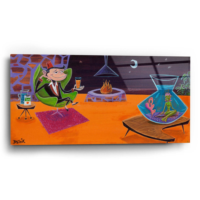 Art mural en verre rouge "Sea Monkey" par Beatnik, H 12 po x l 24 po x P 0,2 po