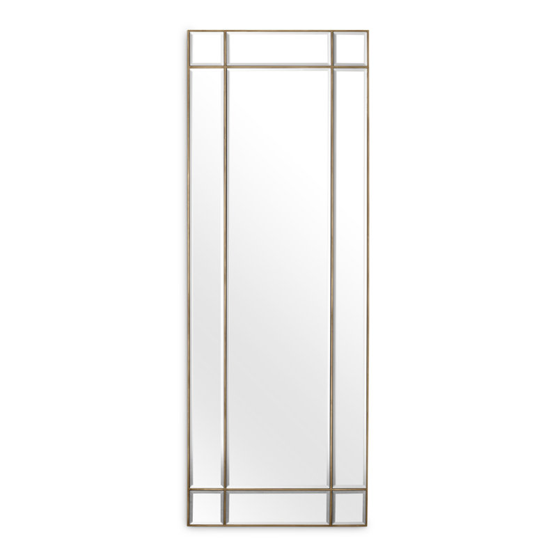 Beaumont Flat Metal Beveled Wall Mirror, Brass