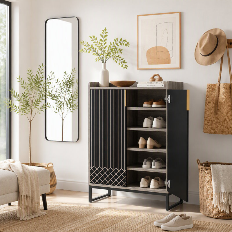 Meuble à chaussures avec portes, Noir