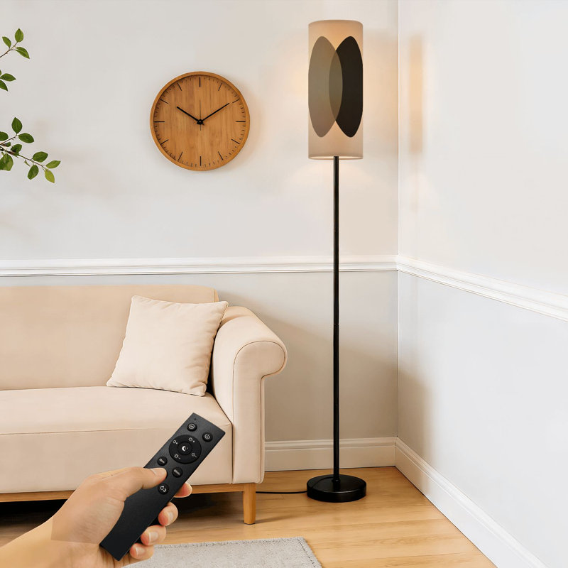 Lampe sur pied beige à motif abstrait Mid-Century Modern Art
