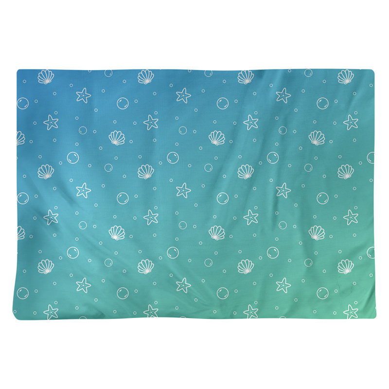 Napperon en coton 18 po Seashell, Vert / Bleu