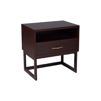 60 cm W Solid Wood and Stainless Steel Bedside Table