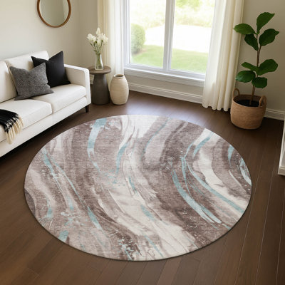 Premium Machine Washable Slesnick AMF1676 Swirls Rug
