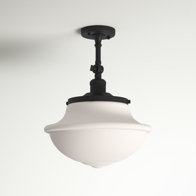 Baptiste Glass Semi Flush Mount, Matte White, No Bulb Included, Matte Black