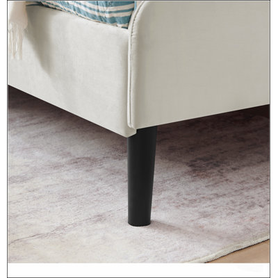 Cadre de lit plateforme réglable en velours avec rangement, idéal pour les chambres modernes et peu encombrantes.