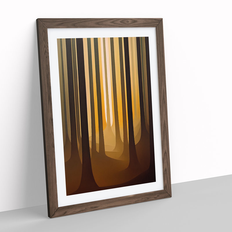 Abstract Autumnal Forest No.4 1 Piece Single Picture Frame Wall Art, 34cm H x 25cm W x 2cm D, Walnut