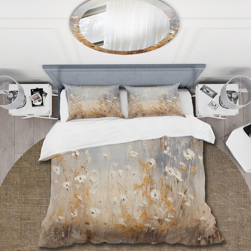 Ensemble de housse de couette beige et gris Meadows Breeze - Paysages - Microfibre de polyester