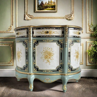 Hand-Painted European-Style Accent Cabinet