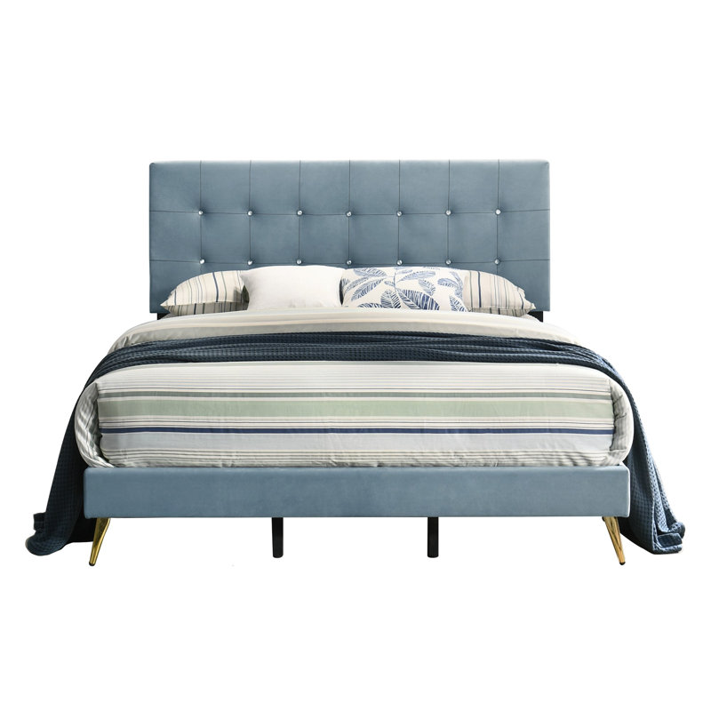 Albali Upholstered Bed, Light Blue, Kingsize (5')