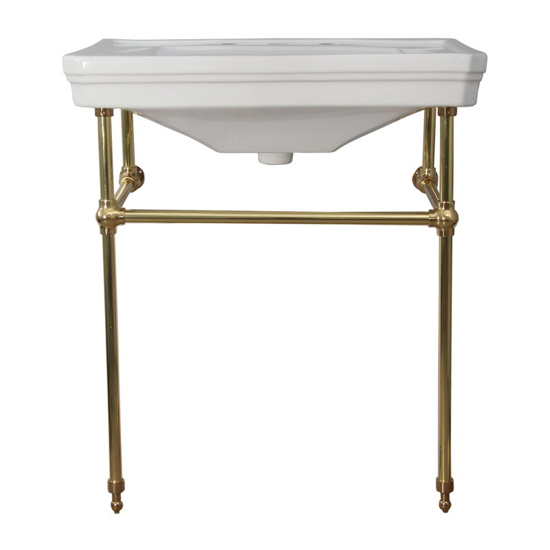 Lavabo de salle de bain console en porcelaine vitreuse 30 po avec trop-plein