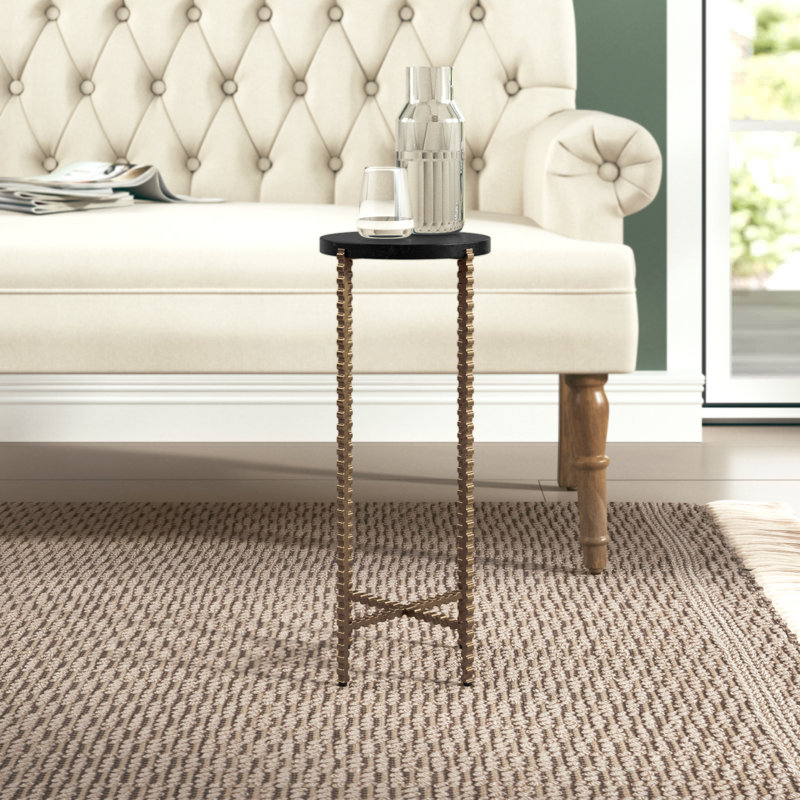 Zoa 21.75'' Tall End Table, Black Granite/Gold