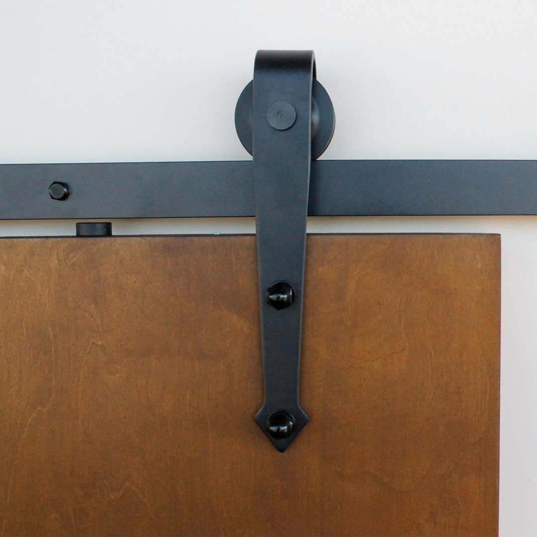 Black Steel Barn Door Hardware Kit Standard Single Barndoorz Track 