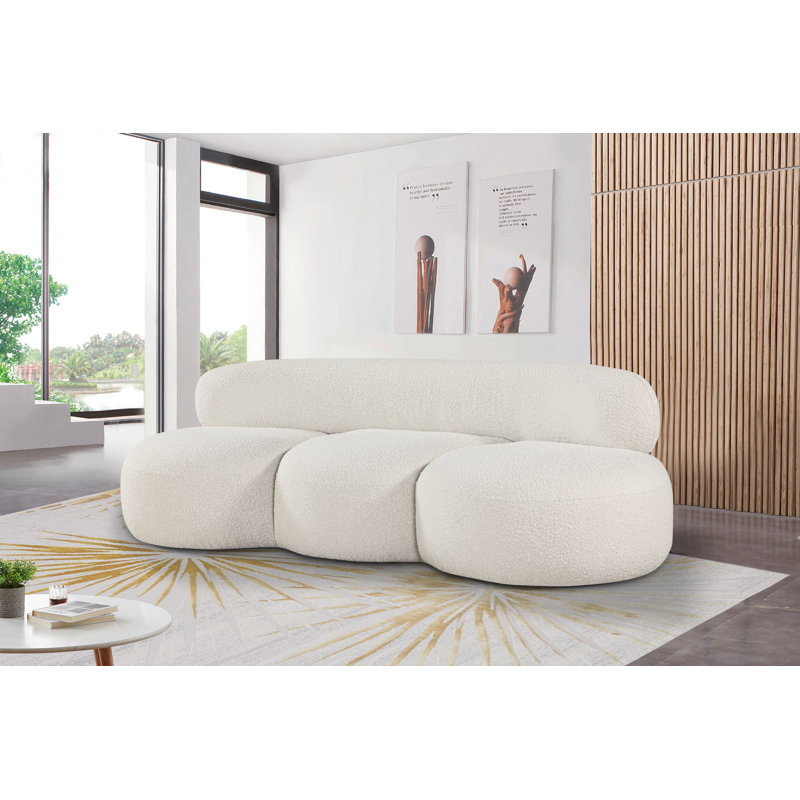 Isia Upholstered 88.5'' Sofa, Cream Boucle Fabric