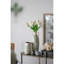 Vase en céramique blanc avec motif floral vert et petites poignées-1766154608