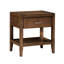 Armoire de chevet transitionnelle brune Alette avec 1 tiroir et table de chevet ouverte à finition brossée
