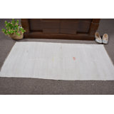 Soft Wool Handwoven Turkish Rug with Subtle Patterns for Unique Minimalist Home Decor