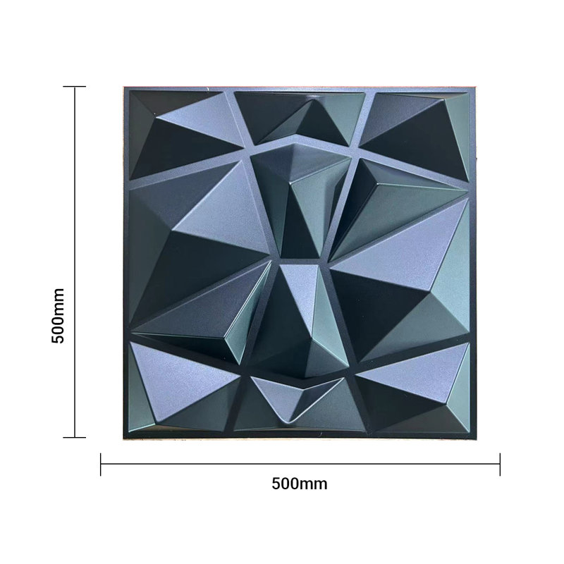 3D PVC Wall Panel – Faceted Diamond Design | Black | 500 x 500 mm | Waterproof & Lightweight