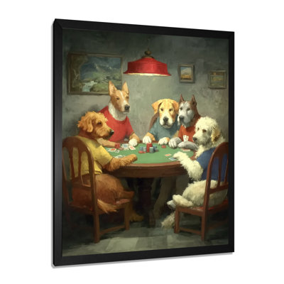Dogs Gambling Poker Game - Dog Wall Art For Living Room, White Animals Canvas Print