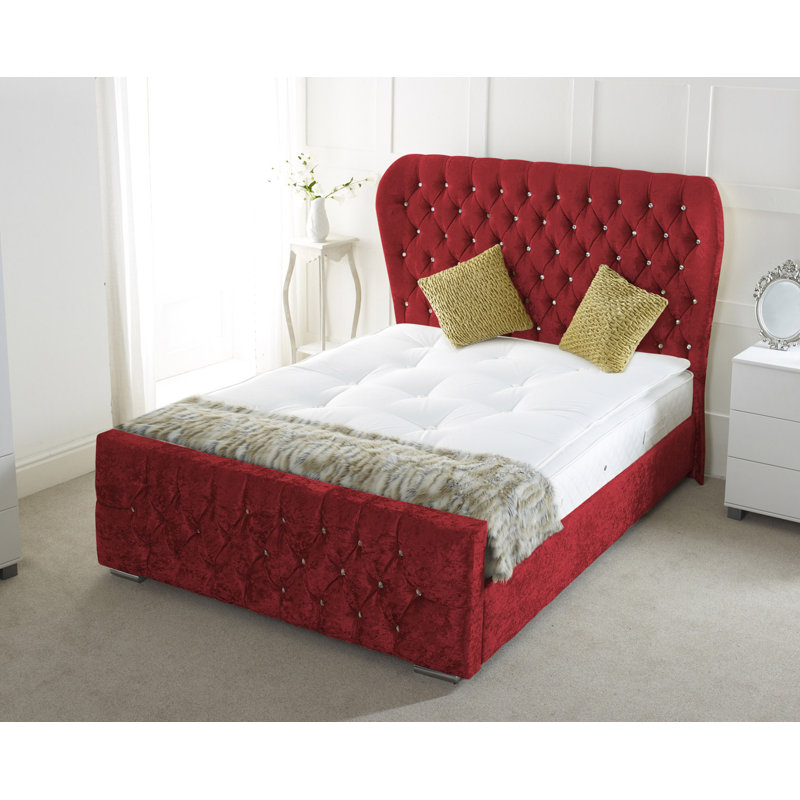 Sarai Upholstered Bed, Double (4'6), Red
