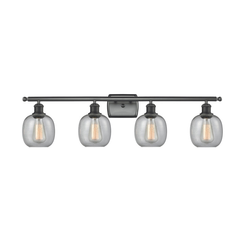Carlucci 4 - Light Dimmable Vanity Light, Matte Black, Seedy, 60 Watt Vintage Incandescent Bulb