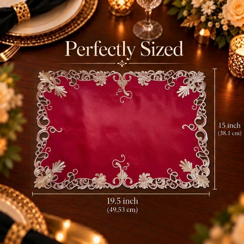 Niva Elegant Table Runner and Placemats of Chantelle Collection for Valentines Day - Valentines Placemats, 20" L x 14" W
