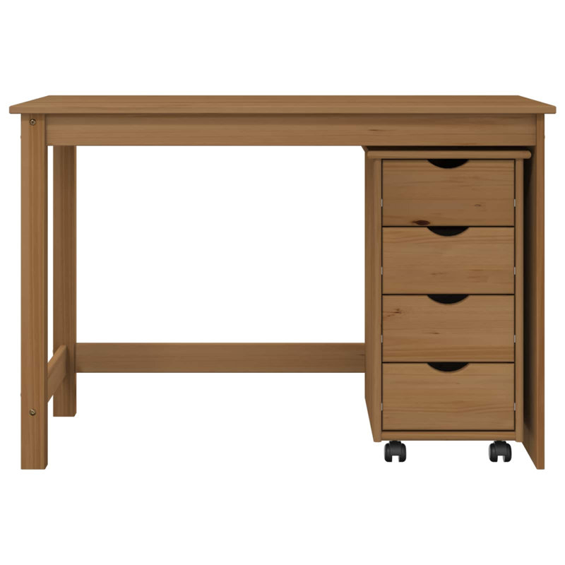 Solid Wood Writing Desk, Honey Brown
