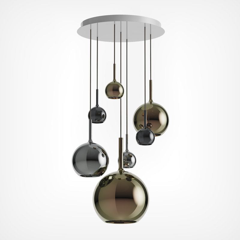 Glo Round Chandelier Pendants, Mixed Color, 7 Lights