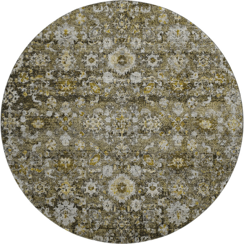 Premium Machine Washable Cerrito Mocha Rug, Round 8'