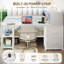Structure de lit simple d'angle avec bureau et bibliothèque, structure de lit en L avec station de charge, lumières DEL et tête de lit tapissier, lit plateforme en métal pour adolescents, aucun sommier nécessaire-720768800