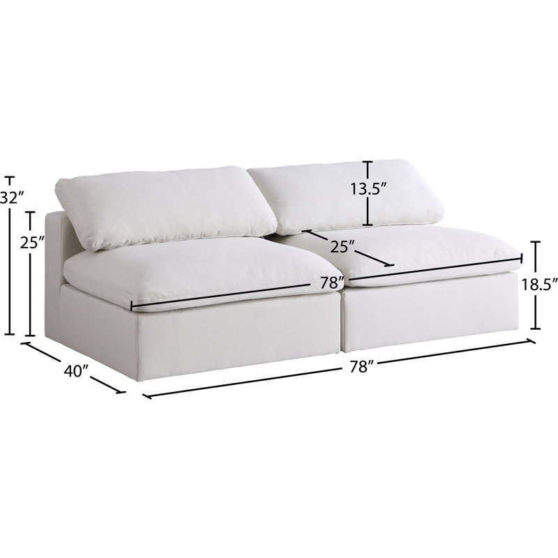 Burrows Upholstered Sofa, Cream Linen Textured Fabric, 32" H x 78" W x 40" D