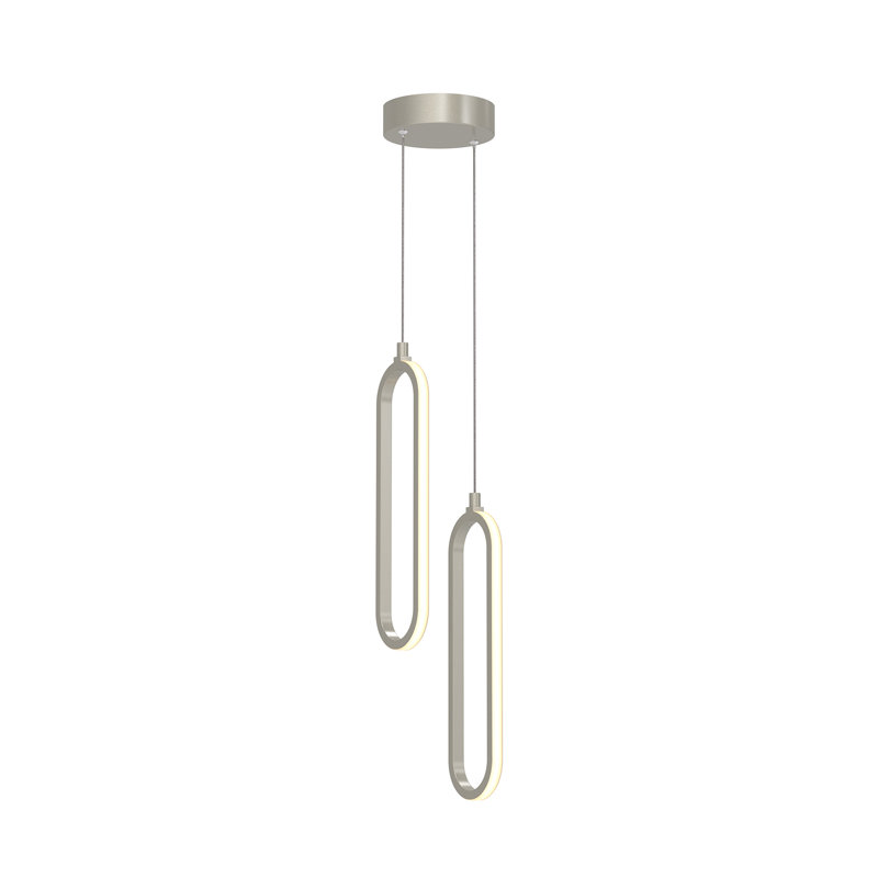 Luminaire suspendu à 2 lumières DEL Zanaia, H 15 po x l 5 po x P 5 po, Nickel peint