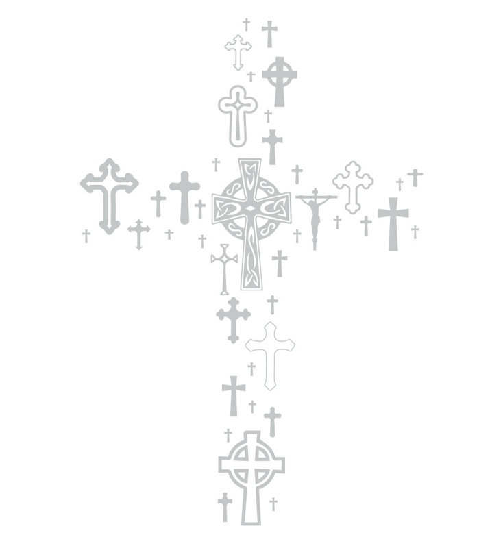 Décalcomanie murale cross collection, H 24 po x l 16 po x P 0,01 po, Gris clair