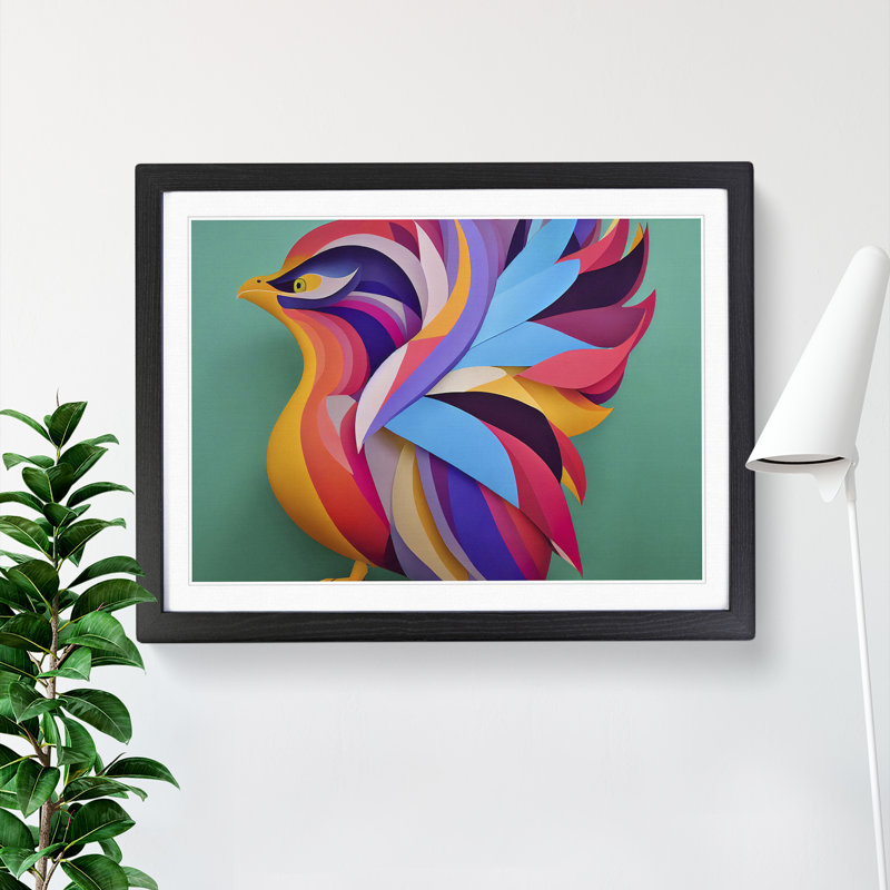 Abstract Phoenix Bird - Framed Print, Black, 46cm H x 64cm W x 2cm D