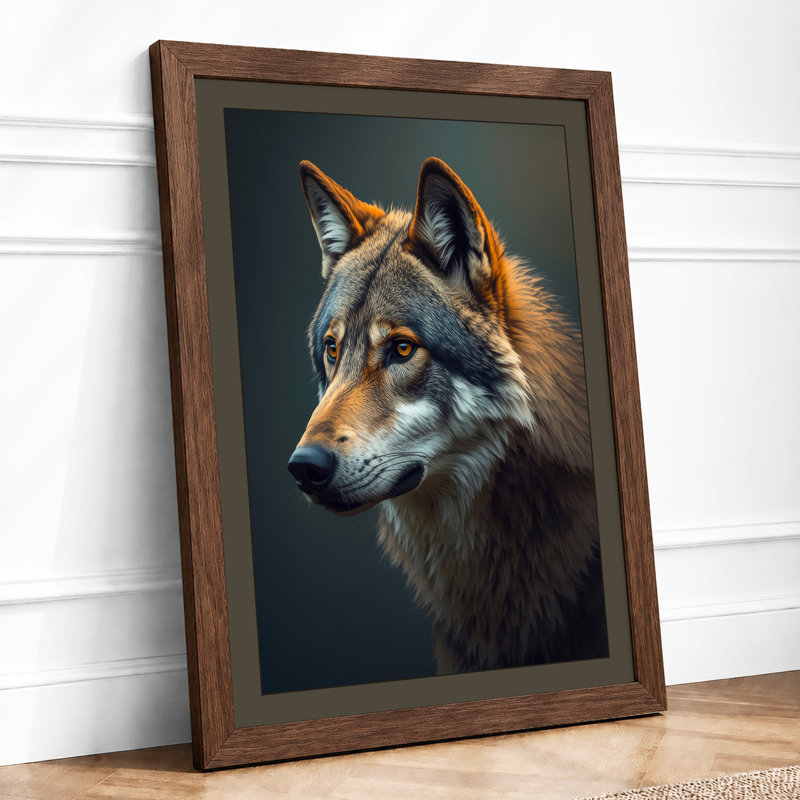Wolf in Gold Light Rustic - Framed Print, Walnut, A1 - 84.1 x 59.4 cm