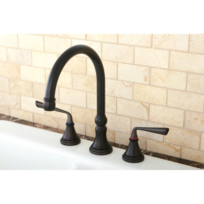 Kingston Brass Silver Sage Double-Handle 3-Hole Widespread Kitchen Faucet