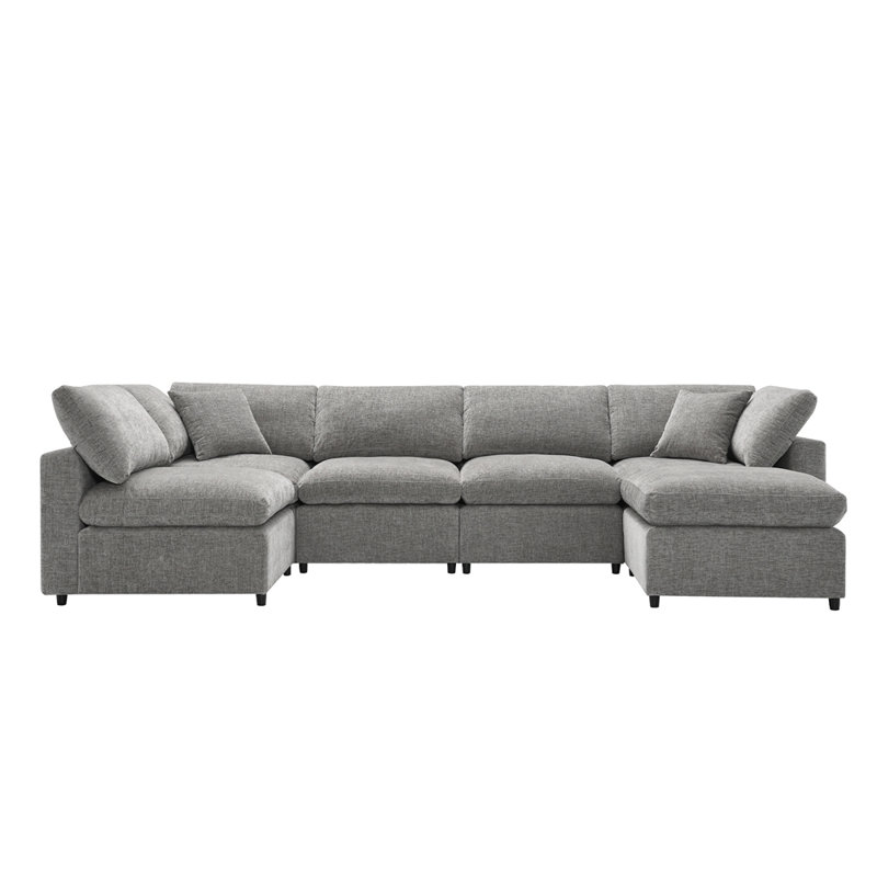 Sectional Couch Set with Ottoman, Gray