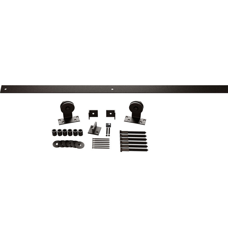 Economy Arch Bronze Straight Top Barn Door Hardware Set, 72 Inches
