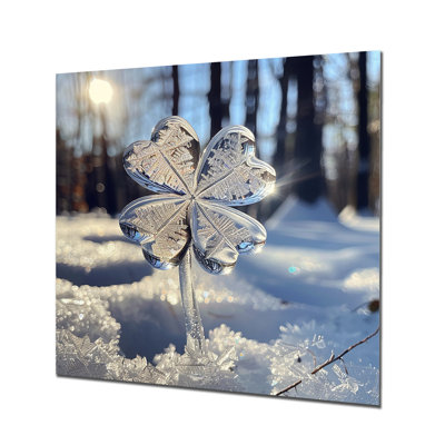 «Icey Four-Leaf Clover Snow Landscape - Leaves», art mural