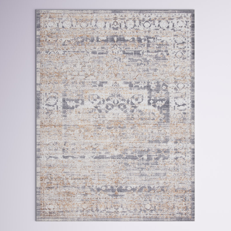 Amilie Oriental Gray/Gold Area Rug, Rectangle 4'5" x 6'5"