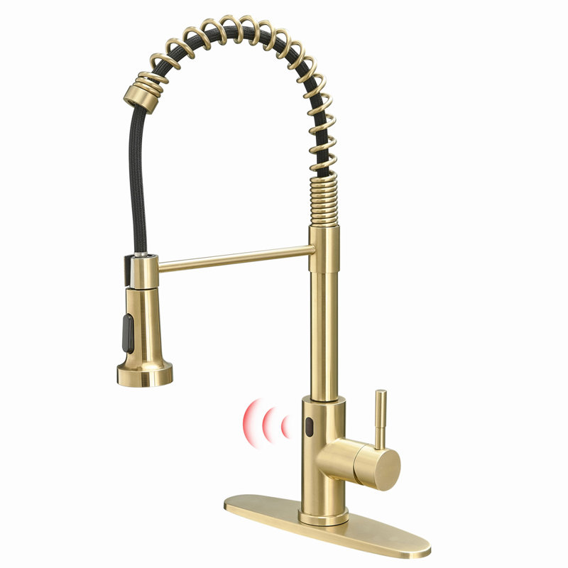 PENGFANG WORLDWIDE LLC Pull Down Touch Kitchen Faucet, Brushed Gold