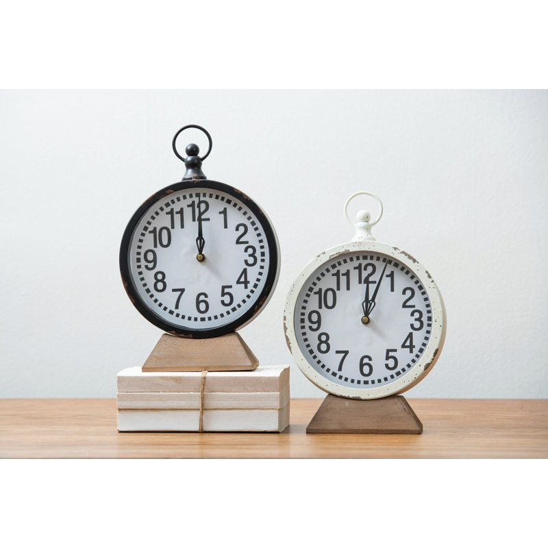 VIP Metal 12.2 in. White Weathered Clock 2 Assorted