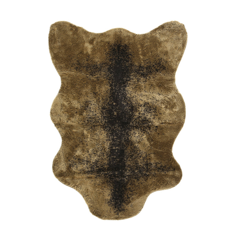 Tapis lavable en fausse fourrure grizzly, 3 pi 3 po x 4 pi 7 po