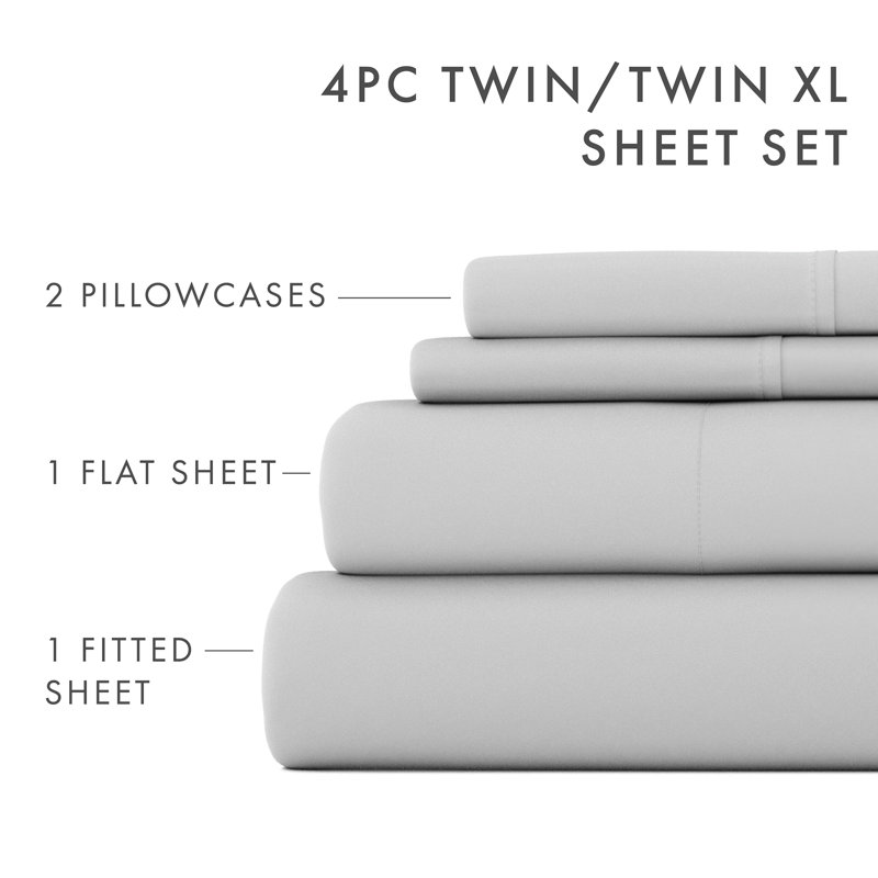 Harbor Gray Ultra Soft Microfiber Full Sheet Set