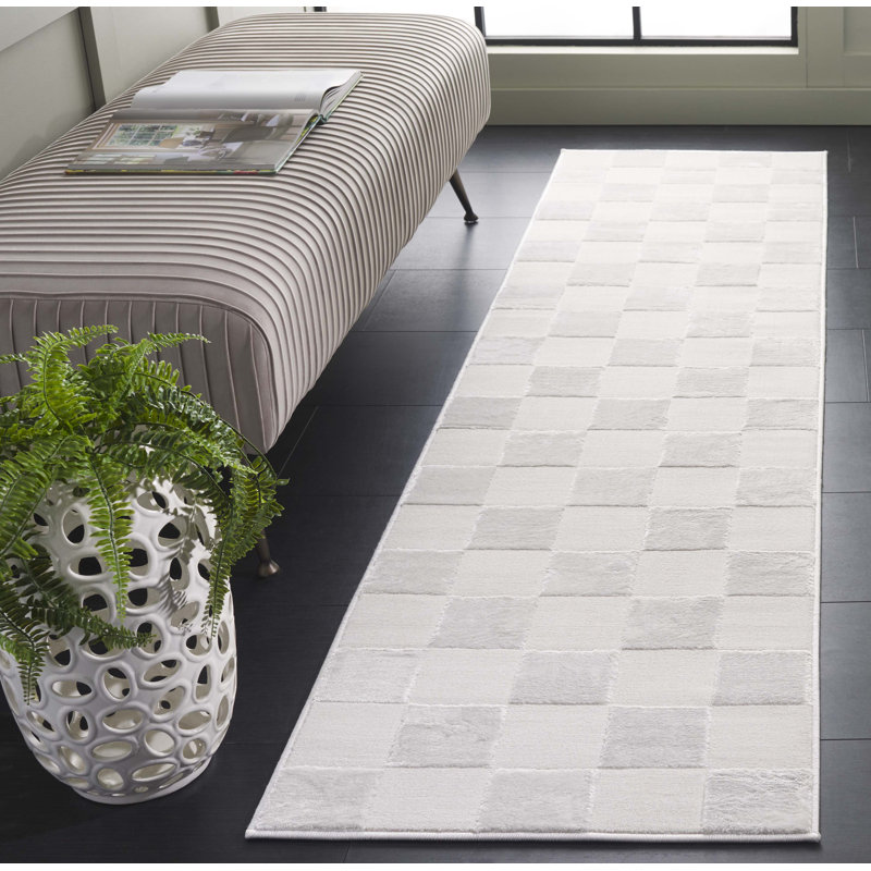 Tamaika 100 Performance Checkered Rug, Runner 2' x 8'