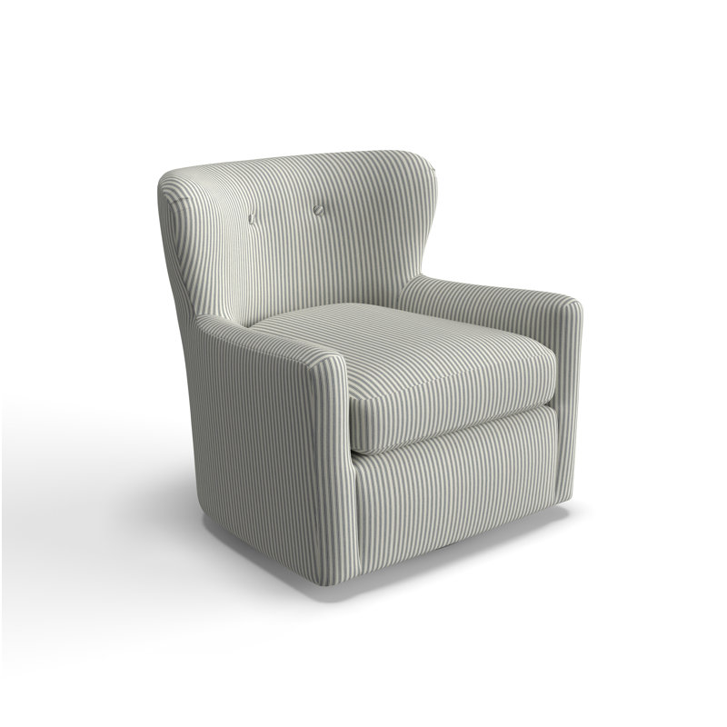 Bendigo Upholstered Swivel Barrel Chair, Cruise Adrift Woven Stripe