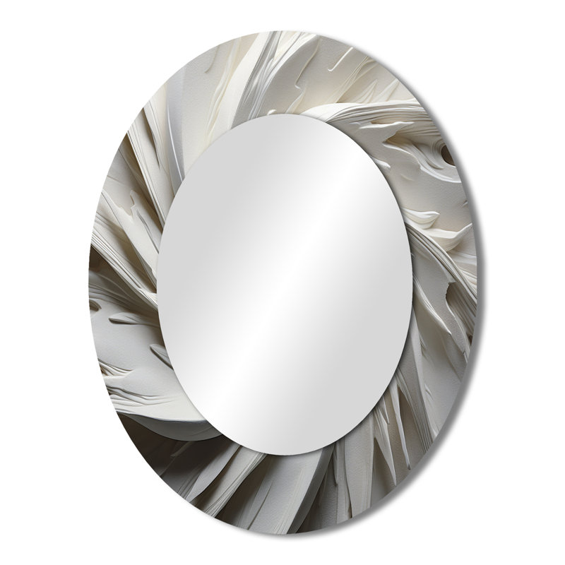 White Majestic Motion I - Miroir mural moderne ovale, 43 po x 33 po