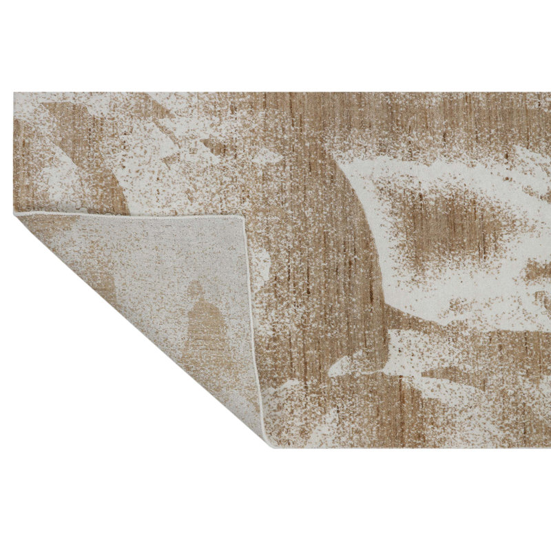 Abstract Area Rug in White/Copper, Rectangle 10' x 14'
