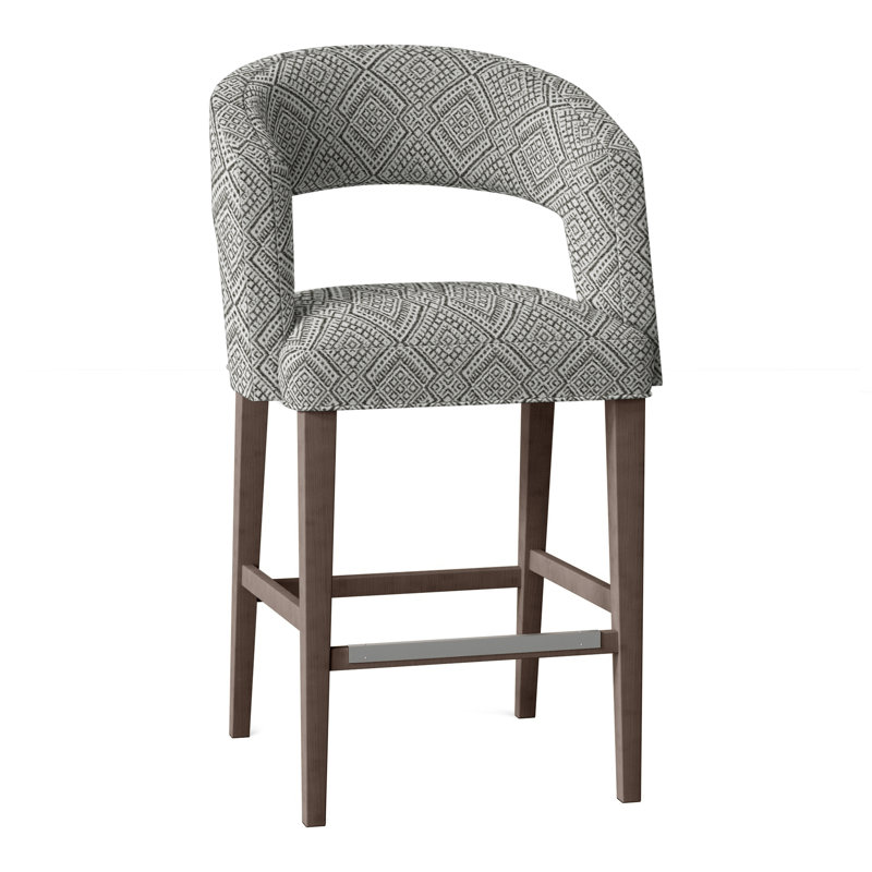 Bryant Upholstered Stool with Solid Wood Frame, Perigold Iguazu Platinum, Hazelnut