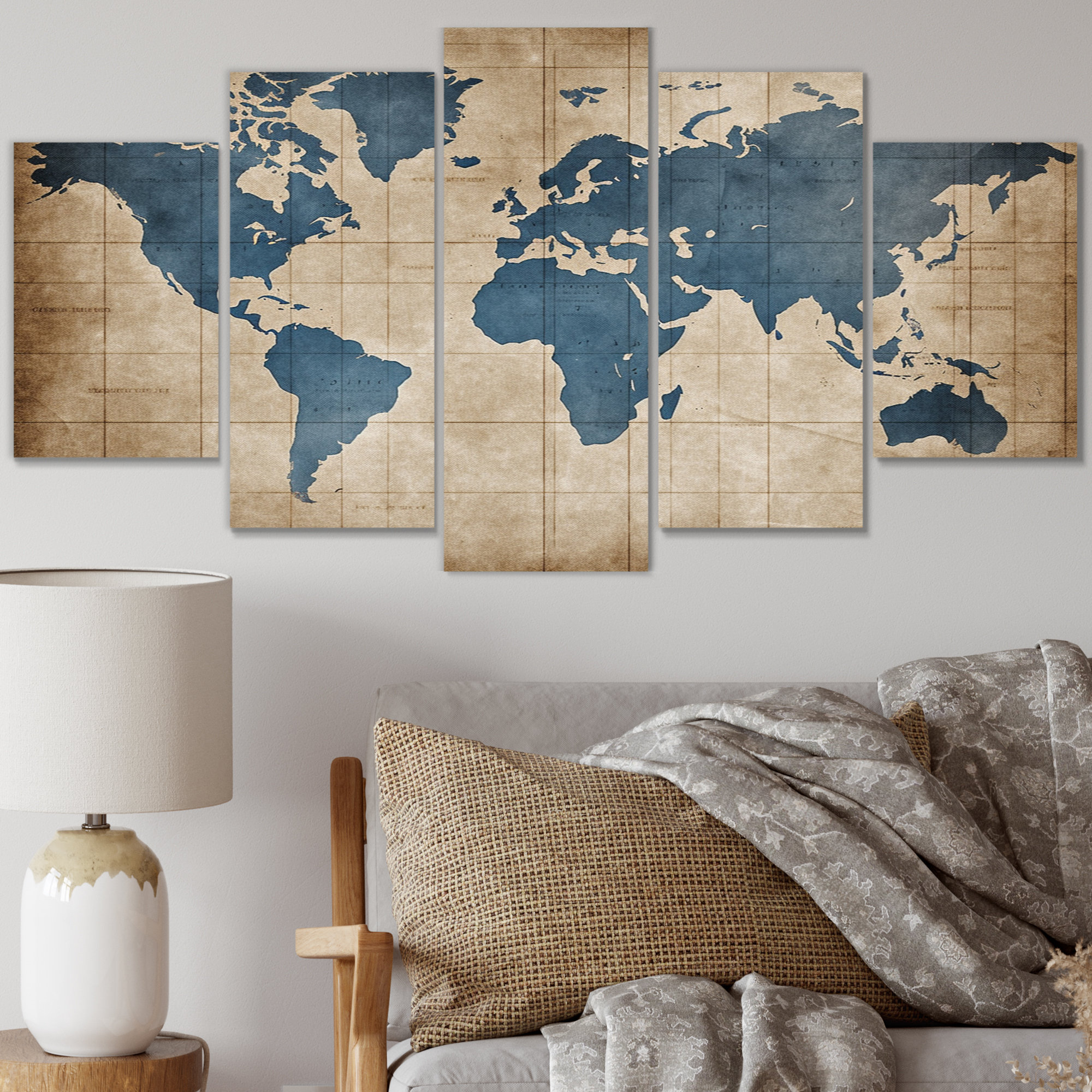 Breakwater Bay Ancient Map Of The World II - World Map Metal Wall Decor ...
